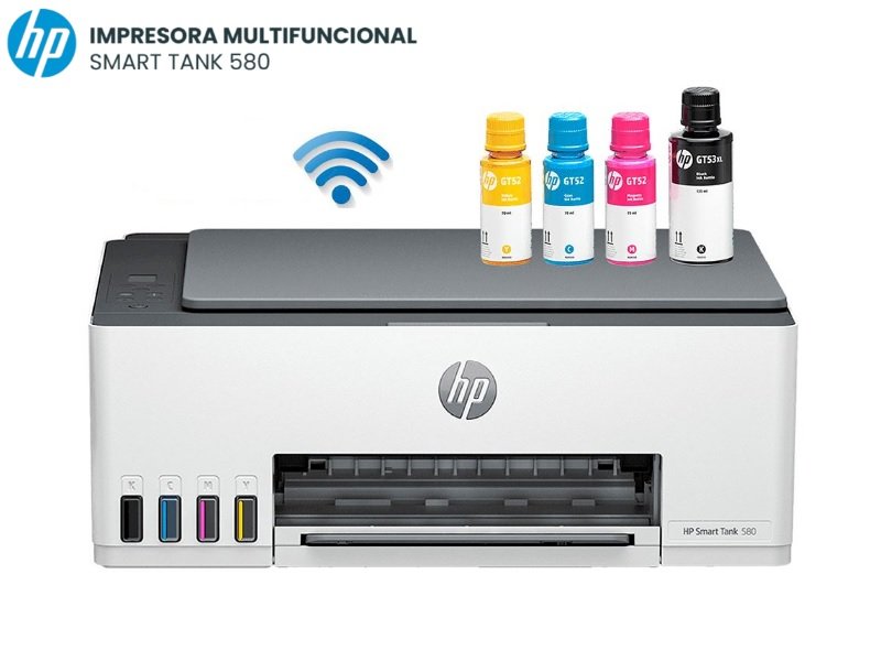 Impresora HP 580 Smart Tank de Flujo continuo y Multifuncional